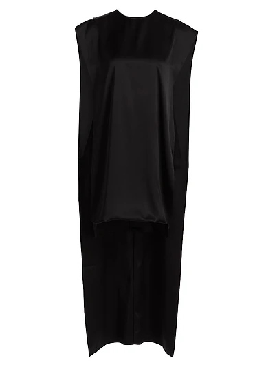 Athena Silk Cape-Detail Minidress