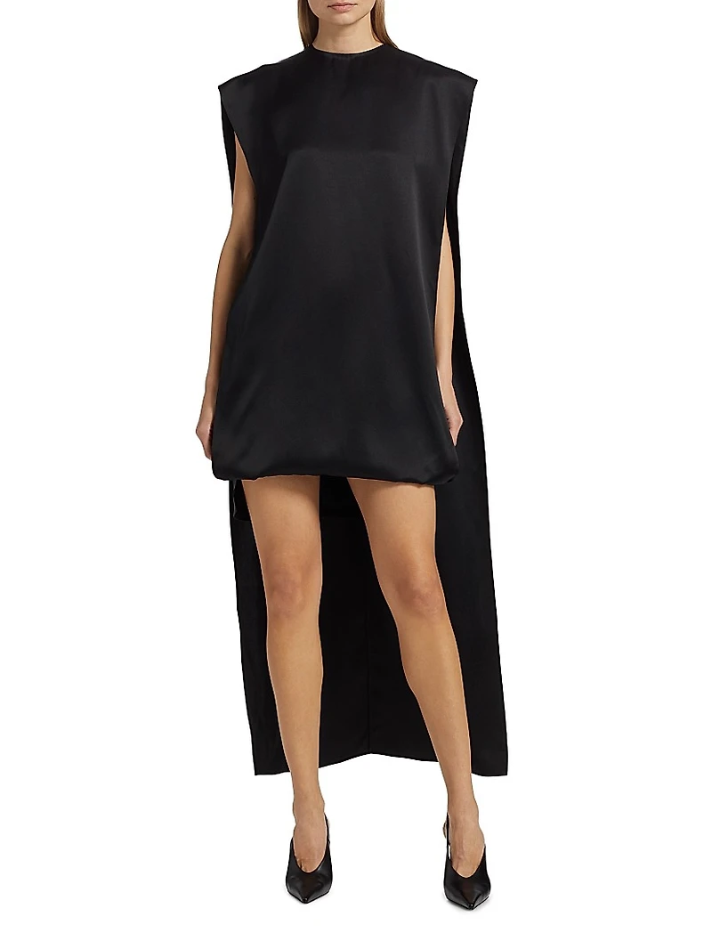 Athena Silk Cape-Detail Minidress