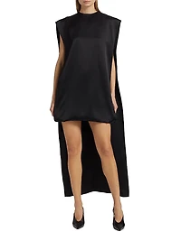 Athena Silk Cape-Detail Minidress