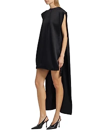 Athena Silk Cape-Detail Minidress