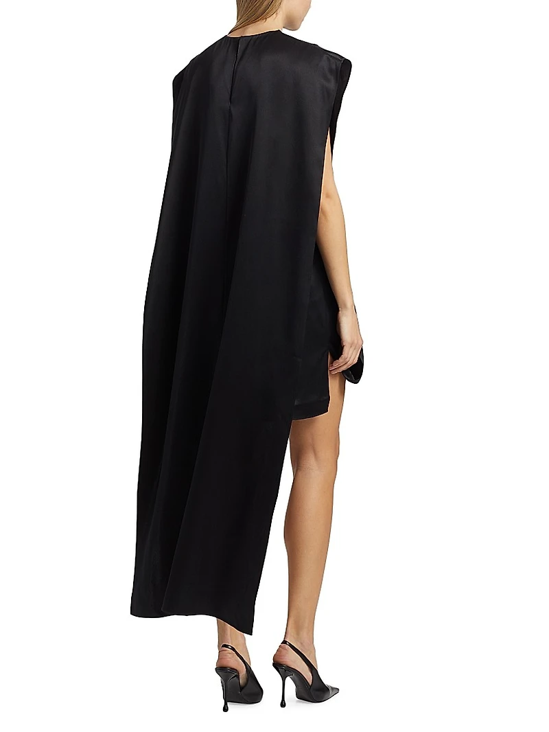 Athena Silk Cape-Detail Minidress