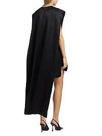 Athena Silk Cape-Detail Minidress