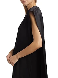 Athena Silk Cape-Detail Minidress