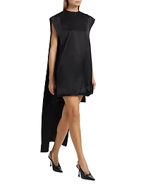 Athena Silk Cape-Detail Minidress
