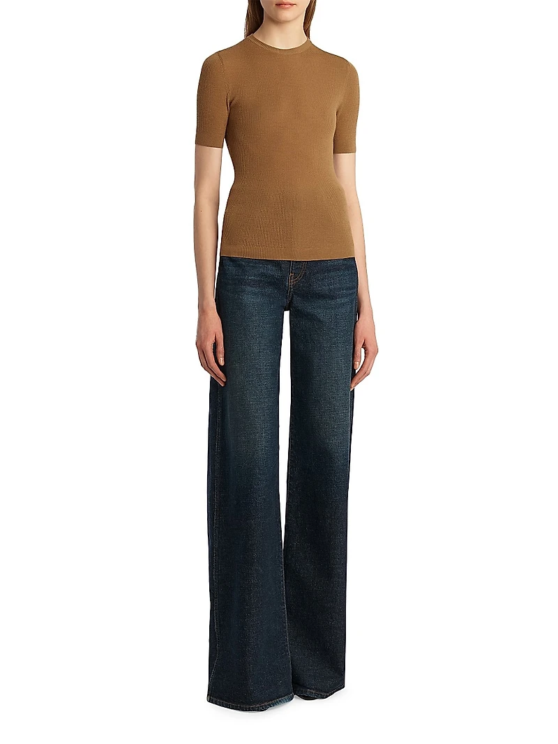 Celina Ribbed Wool-Blend Top