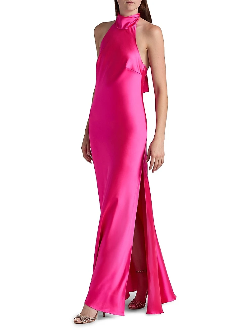 Sadie Satin Halterneck Gown