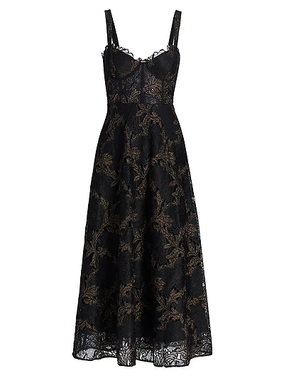 Lola Metallic Lace Midi-Dress