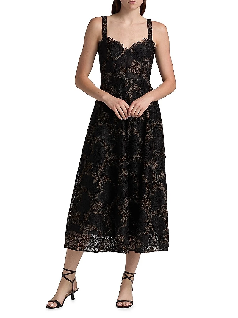 Lola Metallic Lace Midi-Dress