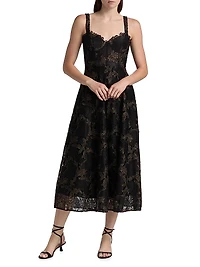 Lola Metallic Lace Midi-Dress