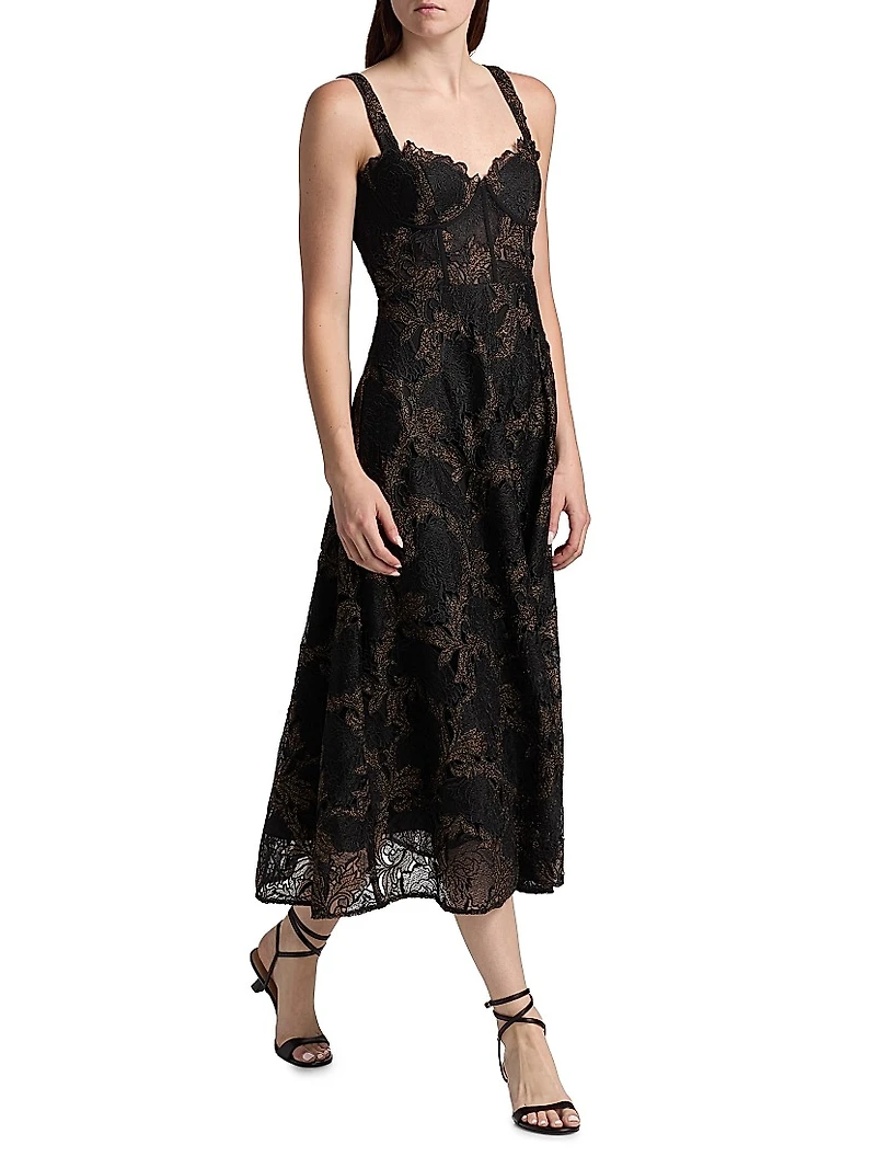 Lola Metallic Lace Midi-Dress