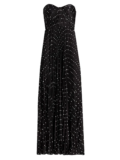 Margot Satin Polka Dot Strapless Gown