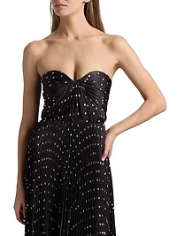Margot Satin Polka Dot Strapless Gown