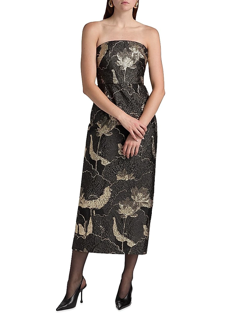 Allie Floral Jacquard Bandeau Gown