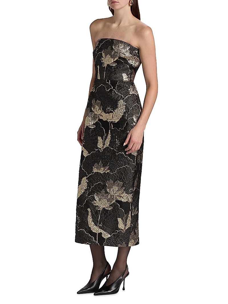 Allie Floral Jacquard Bandeau Gown