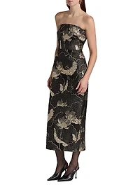 Allie Floral Jacquard Bandeau Gown