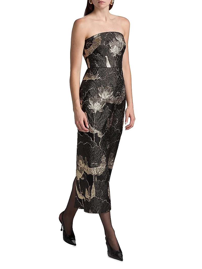 Allie Floral Jacquard Bandeau Gown