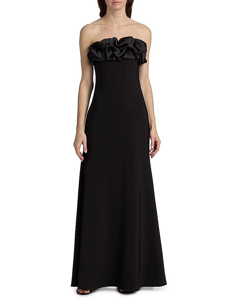 Eve Crepe & Satin Strapless Gown