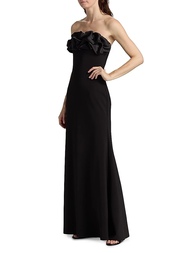 Eve Crepe & Satin Strapless Gown
