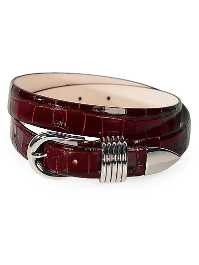 Hollyhock Croc-Embossed Leather Belt