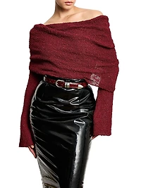 Hollyhock Croc-Embossed Leather Belt