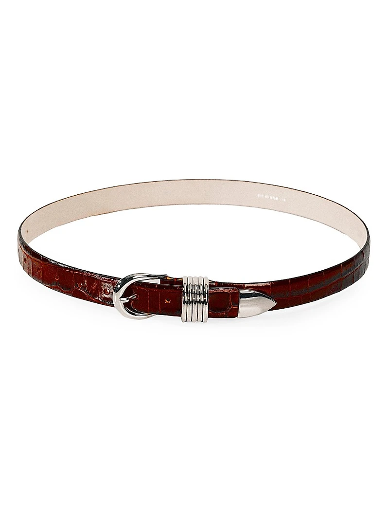 Hollyhock Croc-Embossed Leather Belt