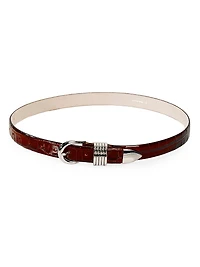 Hollyhock Croc-Embossed Leather Belt