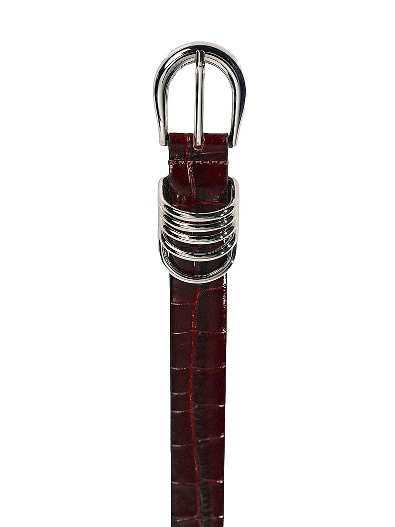 Hollyhock Croc-Embossed Leather Belt