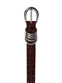 Hollyhock Croc-Embossed Leather Belt