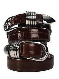 Hollyhock Croc-Embossed Leather Belt