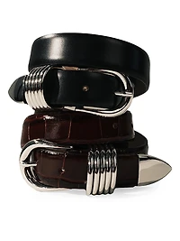 Hollyhock Croc-Embossed Leather Belt