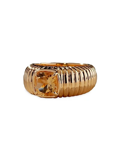 The Elizabeth 18K-Gold-Plated & Green Amethyst Ring