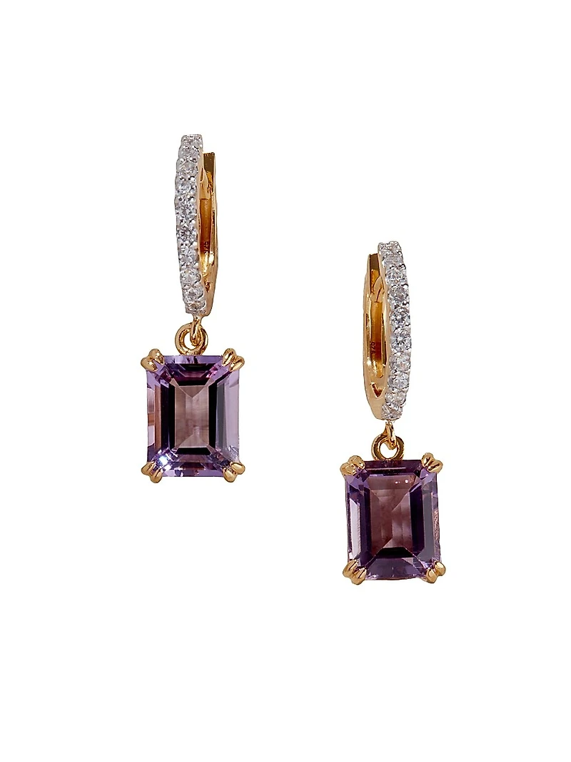 The Mini Diana 18K-Gold-Plated, Citrine & Cubic Zirconia Drop Earrings