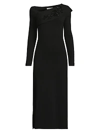Asymmetric Beaded Midi-Dress
