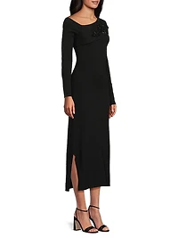 Asymmetric Beaded Midi-Dress
