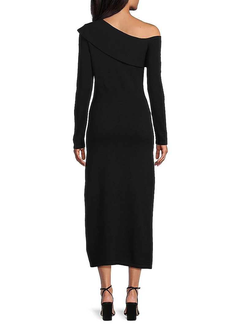 Asymmetric Beaded Midi-Dress