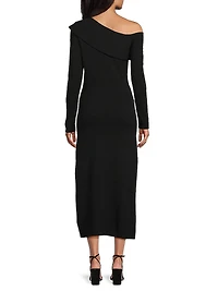 Asymmetric Beaded Midi-Dress