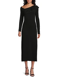 Asymmetric Beaded Midi-Dress