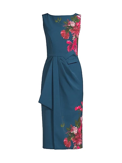 Devin Floral Stretch-Crepe Midi-Dress