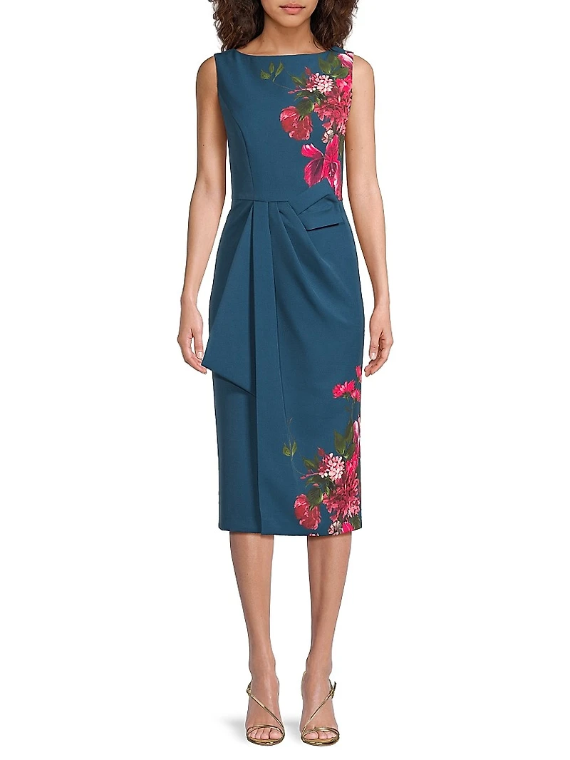 Devin Floral Stretch-Crepe Midi-Dress