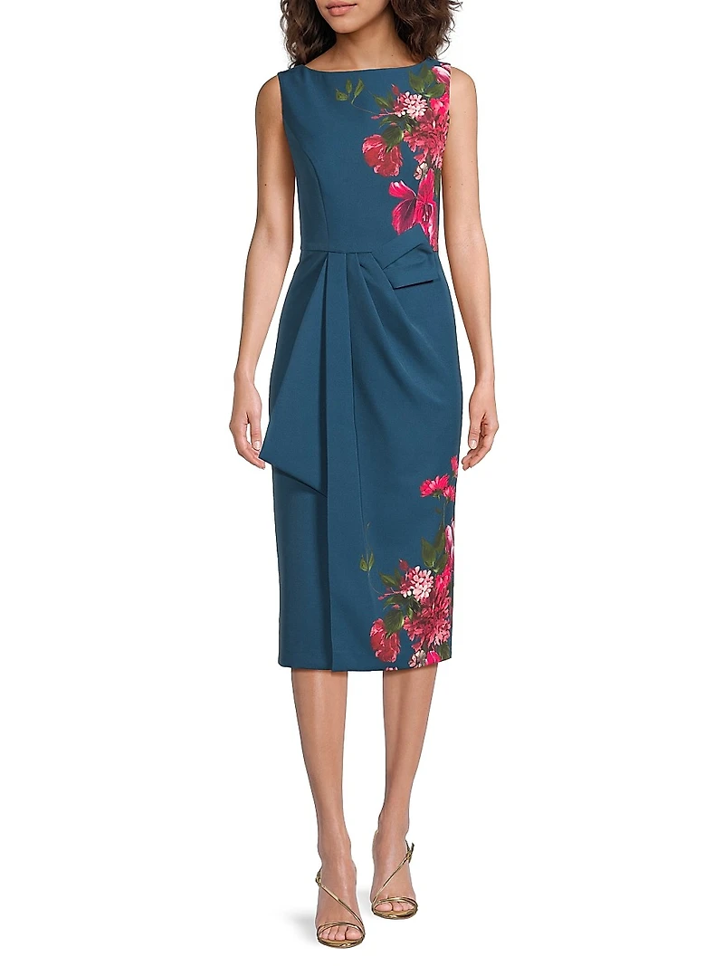 Devin Floral Stretch-Crepe Midi-Dress
