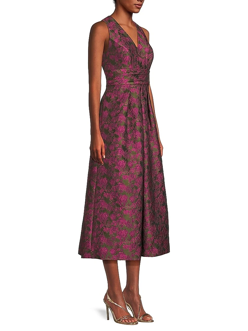 Marcella Two-Tone Jacquard Midi-Dress