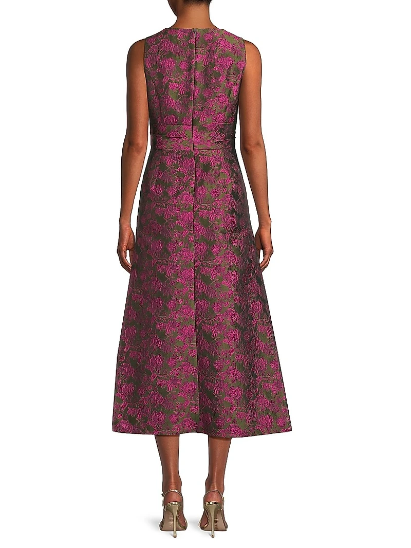 Marcella Two-Tone Jacquard Midi-Dress