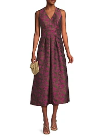 Marcella Two-Tone Jacquard Midi-Dress