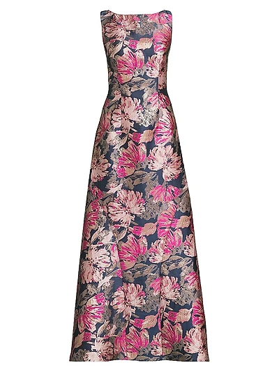 Maren Floral Brocade A-Line Gown