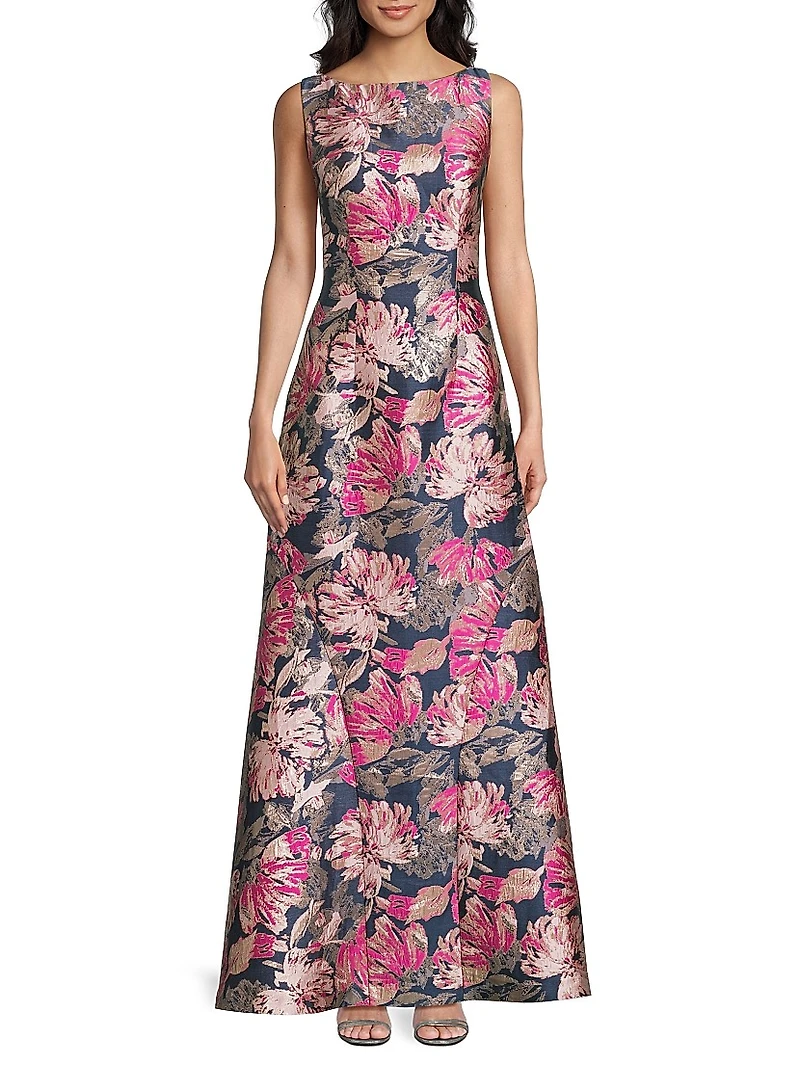 Maren Floral Brocade A-Line Gown