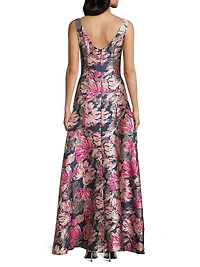 Maren Floral Brocade A-Line Gown