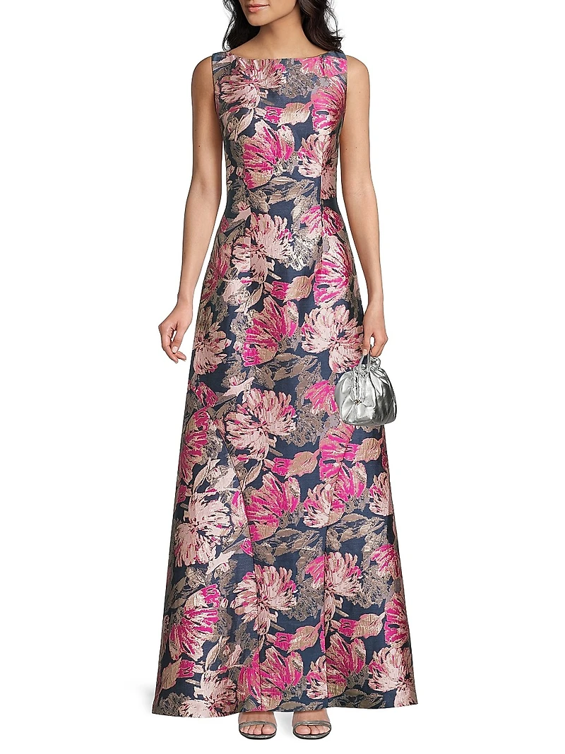 Maren Floral Brocade A-Line Gown