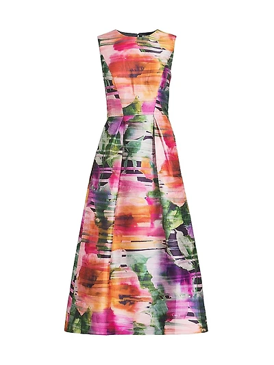Tessa Abstract Floral Tea-Length Dress