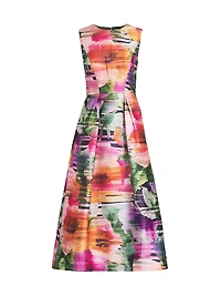 Tessa Abstract Floral Tea-Length Dress