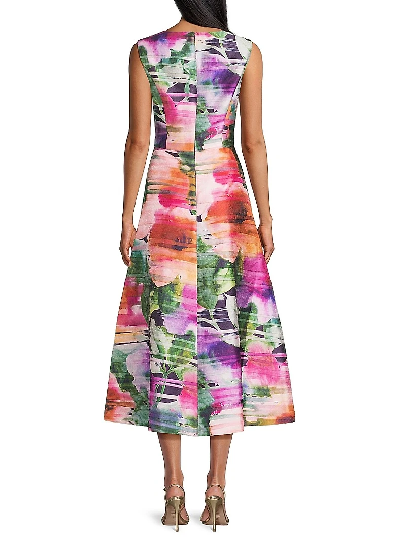 Tessa Abstract Floral Tea-Length Dress